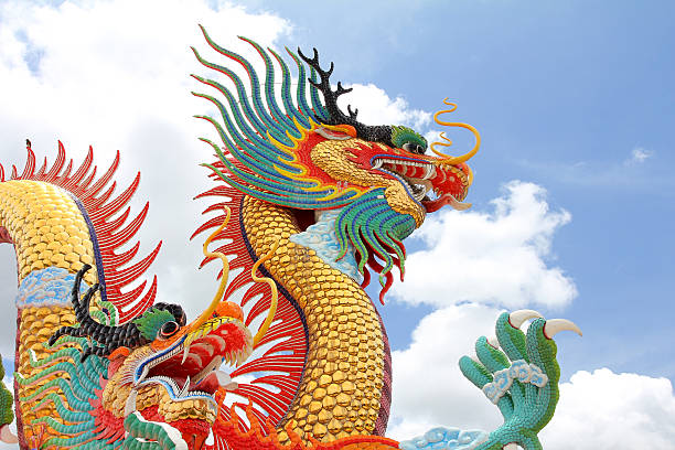 istock Chinese Dragon statue, Nakornsawan Park, Thailand. 597253648