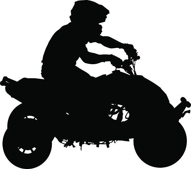 쿼드 스포츠 남자 에 화이트 - off road vehicle silhouette motorcycle back lit stock illustrations