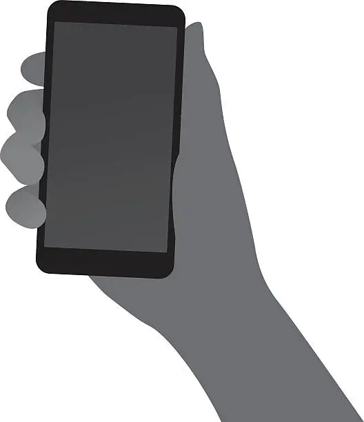 Vector illustration of Hand Holding Smartphone Silhouette