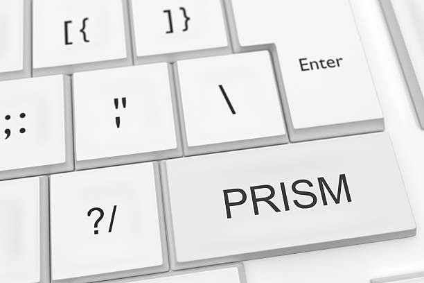 istock Surveillance Program: Computer Keyboard With The Word PRISM, 3d illustration 597259120