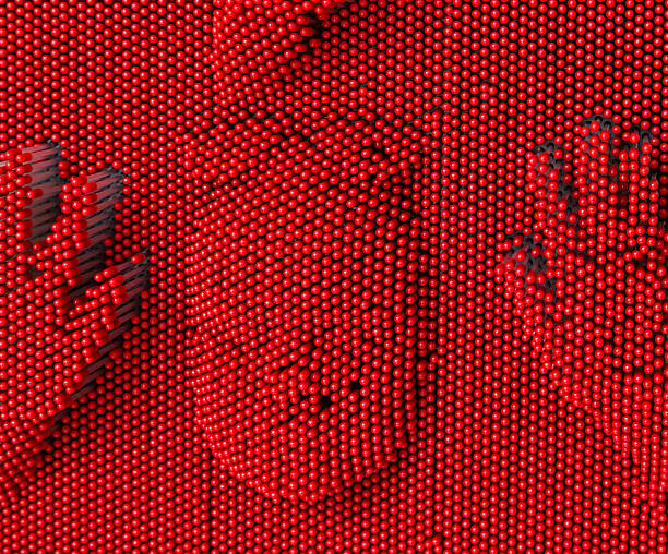 istock Face pressed to red pin art board 597259570