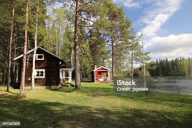 Swedish House In The Nature In Jaemtland Stock Photo - Download Image Now - Brown, House, Scandinavia