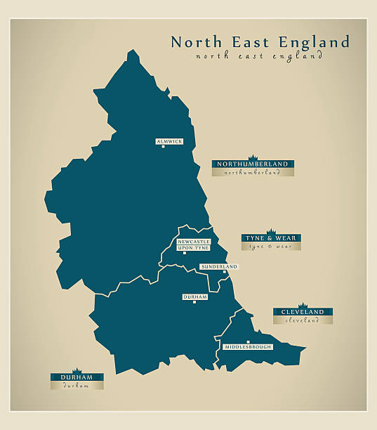 Modern Map - North East England UK Modern Map - North East England UK northeastern england stock illustrations