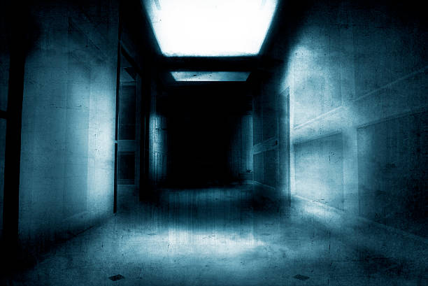 habitación vacía y nadie dentro - spooky corridor horror entrance hall fotografías e imágenes de stock