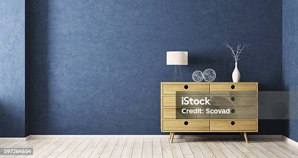 Interiorof Room With Wooden Cabinet 3d Rendering Stock Photo - Download Image Now - Dresser, Wood - Material, Cabinet