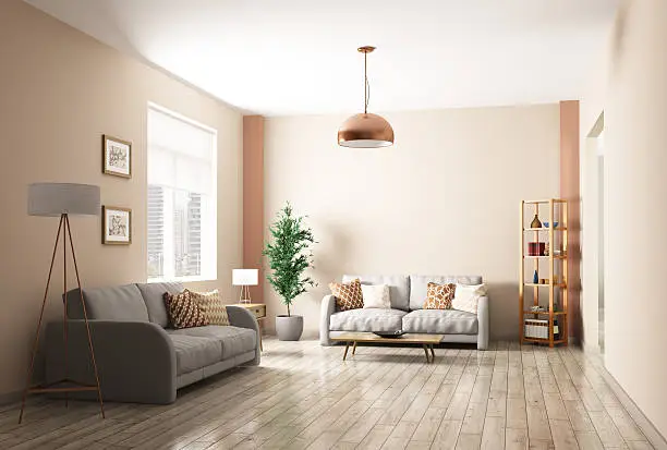 Photo of Modern living room interior 3d rendering