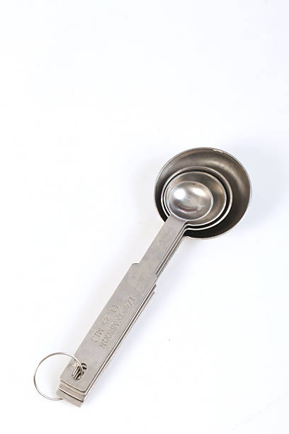 istock Steel measuring spoons on white background 597267382