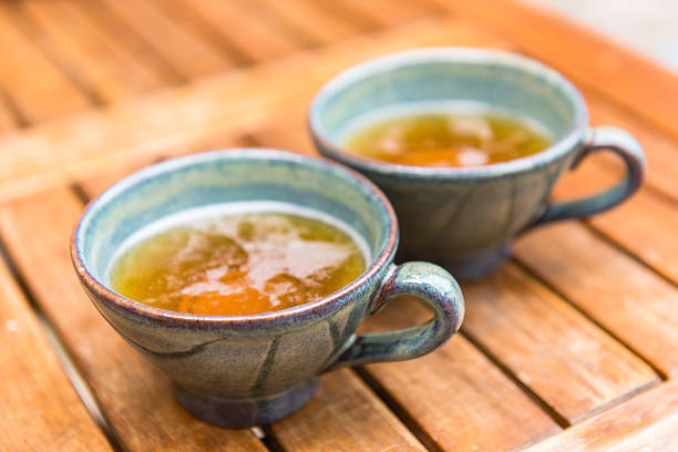 Norman apple cider in a typical ceramic cups stock photo