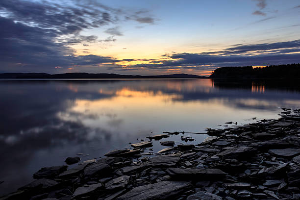 istock Sunset on a schist beach in Sweden (Värmland, Örebro län) 597268300