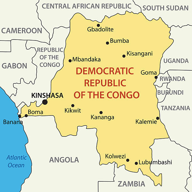 demokratyczna republika konga - mapa wektorowa - zaire emery stock illustrations