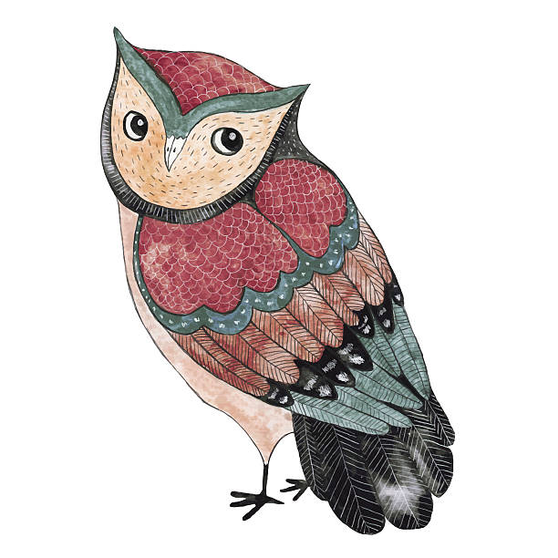 istock Watercolor funny kids illustration with owl 597269124