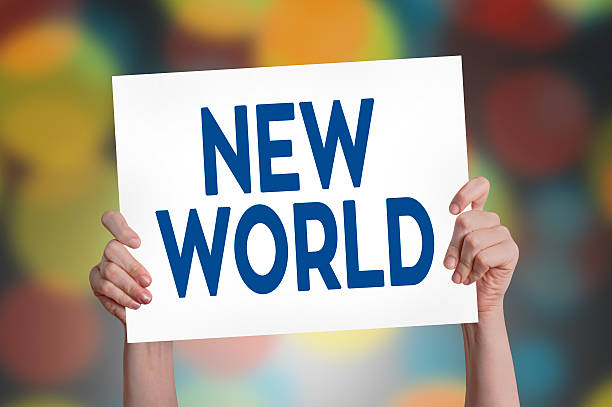 istock New world card with bokeh background 597273588