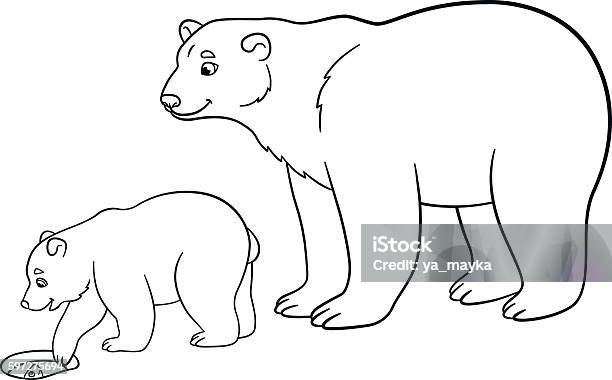 Coloring Pages Mother Polar Bear With Her Baby Stock Illustration - Download Image Now - Animal, Animal Wildlife, Animals In The Wild