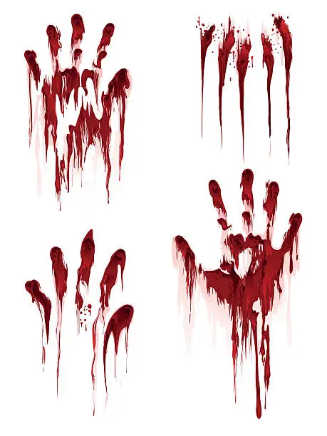 Vector illustration of Bloody hand print on white background