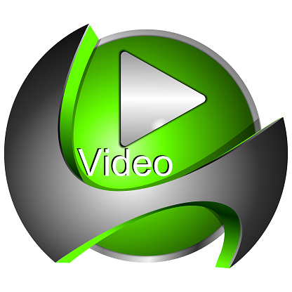 decorative silver green play video button - 3D illustration