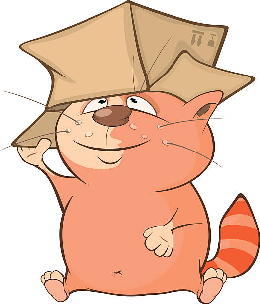 istock Illustration of Cute Cat and Box Cartoon Character 597628700