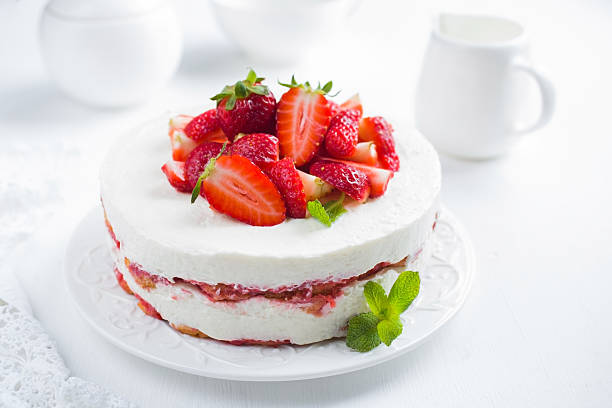 istock strawberry tiramisu cake on white background, 597631246