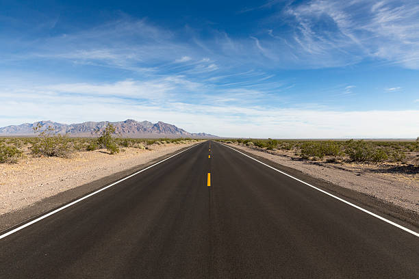 empty road, Death Valley National Park, California, USA stock photo