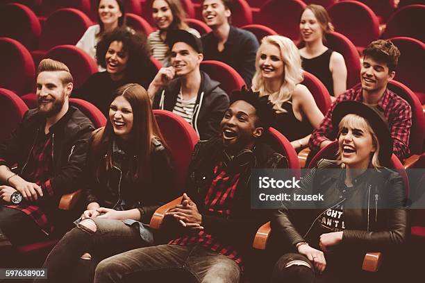 Multi Ethnic Group Of People In The Movie Theater Stock Photo - Download Image Now - Movie Theater, Theatrical Performance, Audience