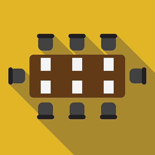 Table in meeting room flat icon illustration Table in meeting room flat icon illustration isolated vector sign symbol conference table stock illustrations