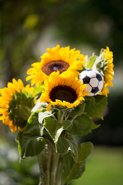 Sunflower boquet with footbal inside