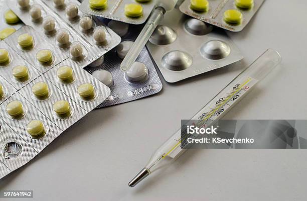 Packings Of Pills And Capsules Of Medicines Stock Photo - Download Image Now - Acetylsalicylic Acid, Addiction, Antibiotic