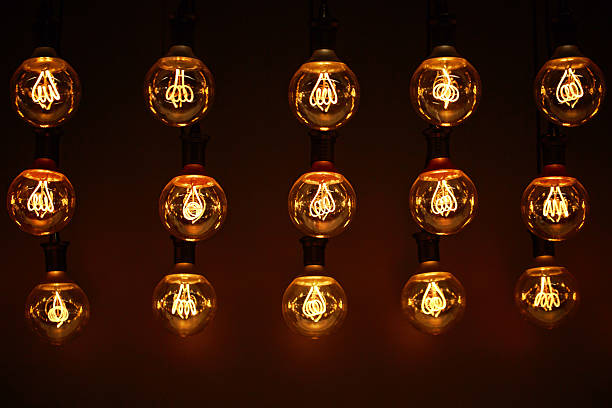 istock Lamps with interesting shape of tungsten filament 597642018