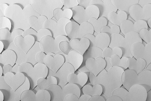 heart shape papers, black and white - close up directly above holiday nobody imagens e fotografias de stock