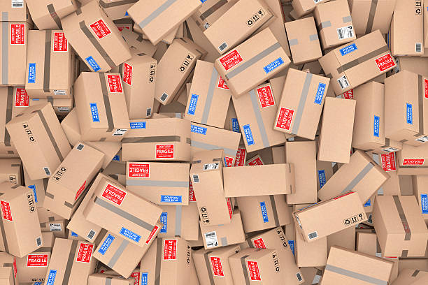 istock Heap of Cardboard Parcel Packages. 3d Rendering 597642552