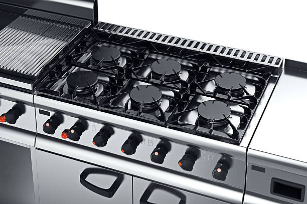 istock Kitchen equipment stove, close view 597642768