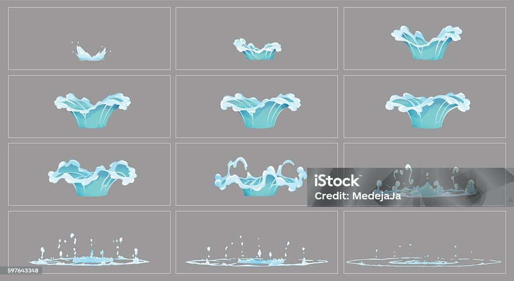 Dripping Water Special Effect Animation Frames Stock Illustration -  Download Image Now - Splashing, Water, Exploding - iStock