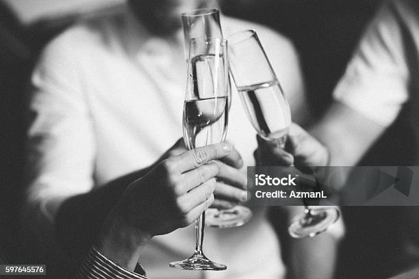 Cheers Stock Photo - Download Image Now - Formalwear, Party - Social Event, Black And White