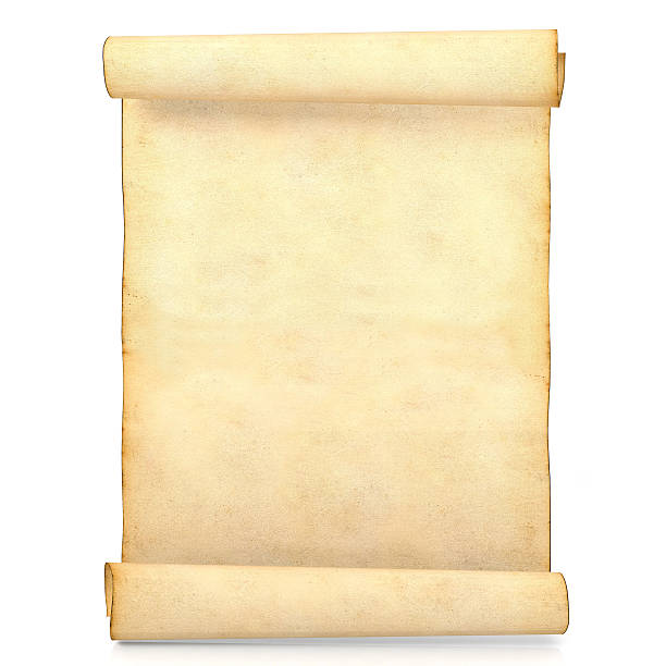 viejo papel de pergamino antiguo en blanco aislado sobre fondo blanco - bulletin board paper note pad old fotografías e imágenes de stock