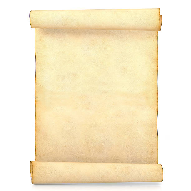 istock Old blank antique scroll paper isolated on white background 597646122