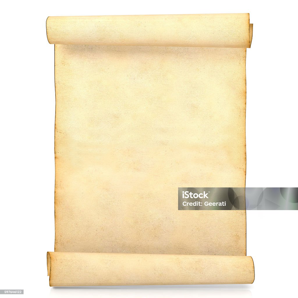 Old Blank Antique Scroll Paper Isolated On White Background Stock Photo -  Download Image Now - iStock