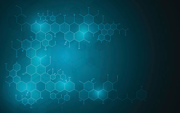 illustrazioni stock, clip art, cartoni animati e icone di tendenza di abstract molecular chemistry scienza tecnologia innovazione design contesto - chemistry molecular structure molecule formula