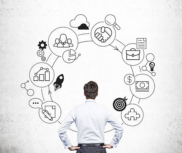 istock Man looking at business cycle 597648630