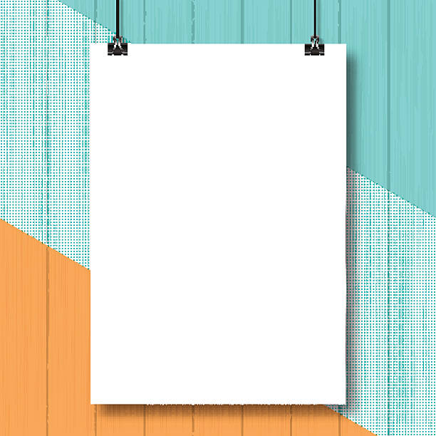 ilustraciones, imágenes clip art, dibujos animados e iconos de stock de maqueta de póster vertical blanco a4 hoja de papel moderno diseño minimalista - paper clip clip vector illustration and painting