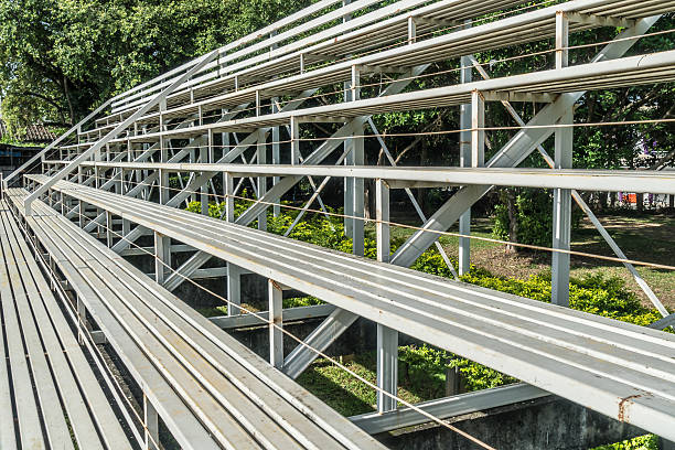 istock Old curve concrete grandstand 597649908