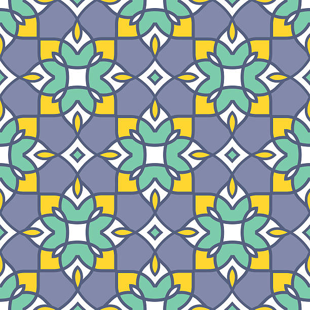 기하학적 원활한 패턴 추상 아랍어, 터키 벡터 장식 라인 스타일 - turquoise backgrounds part of contemporary stock illustrations