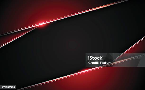 Abstract Metallic Red Black Frame Layout Design Tech Concept Background Stock Illustration - Download Image Now