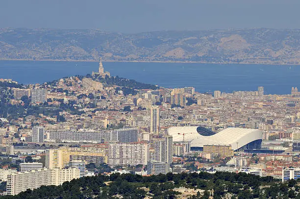 The Velodrome Stadium and the Notre-Dame-de-la-Garde Basilica