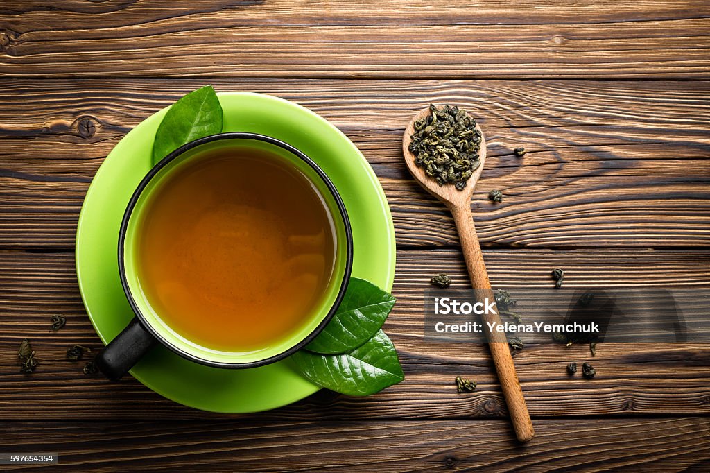 tea cup Green Tea Stock Photo
