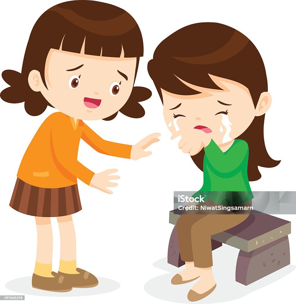 Cô Gái An Ủi Cô Ấy Khóc Người Bạn Hình minh họa Sẵn có - Tải xuống ...