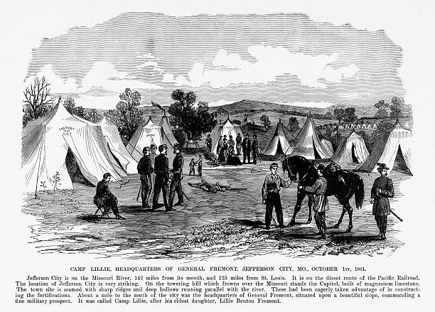Engraving of Camp Lillie, Headquarters of General Fremont, Jefferson City, Missouri, October 1, 1861, Civil War Engraving from 