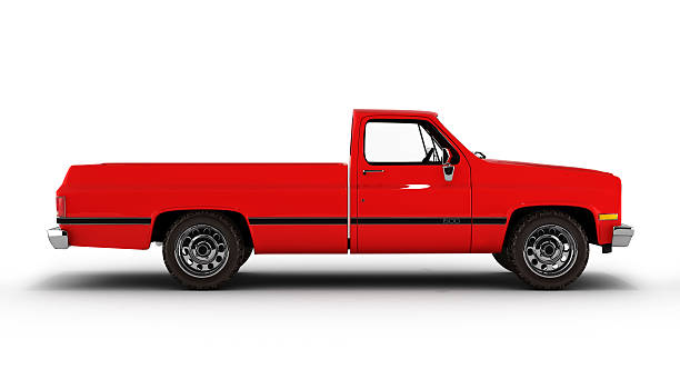 istock Red pickup truck isolated on white 3d 597657240