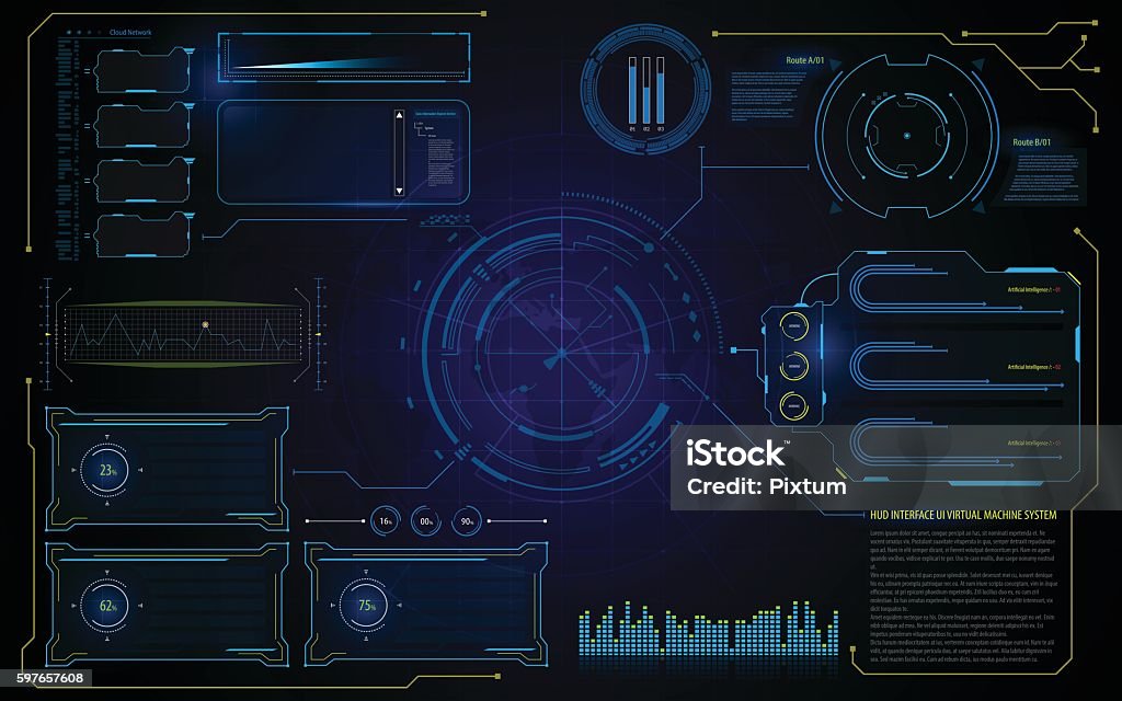 Hud Machine Abstract Hud Interface Ui Technology Virtual Machine Running Template ...