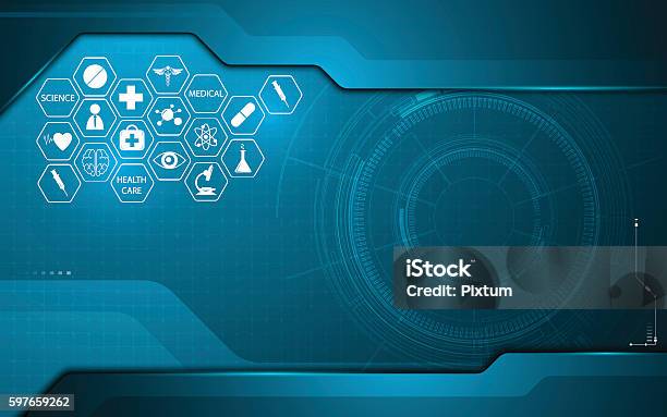 Abstract Medical Health Care Icon On Technology Innovation Concept Background Stock Illustration - Download Image Now