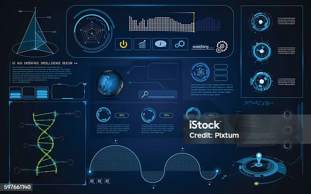 Interfaccia Hud Astratta Ui Screen Smart Technology Innovation Concept - Immagini vettoriali stock e altre immagini di Interfaccia utente grafica