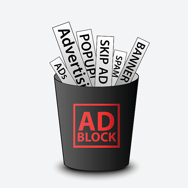 ilustraciones, imágenes clip art, dibujos animados e iconos de stock de adblock banner emergente web con concepto de basura. vector aislado - clean e mail cleaning clipping path